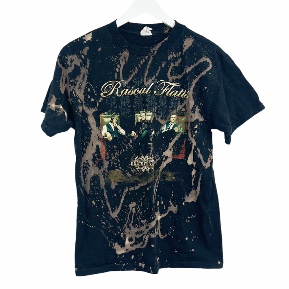 Rascal Flats Unstoppable Tour Reverse Dyed Bleach Splatter Graphic Tee Sz M